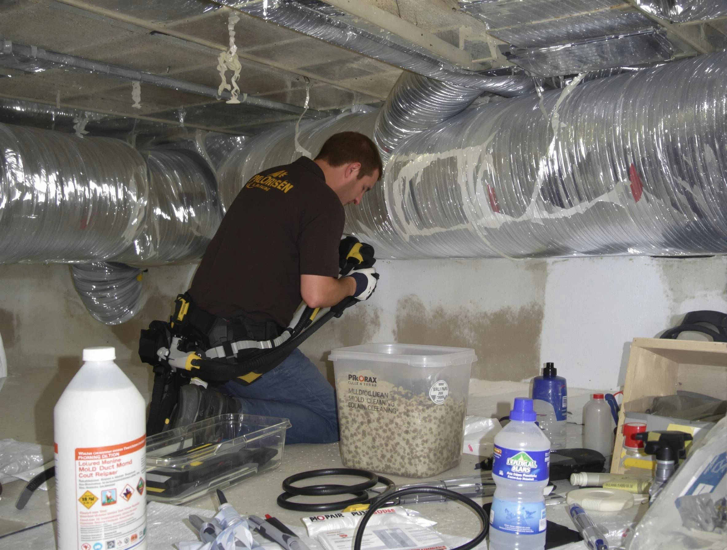 Garden Grove Air Duct Cleaning specialist performing professional mold removal from air ducts in Garden Grove