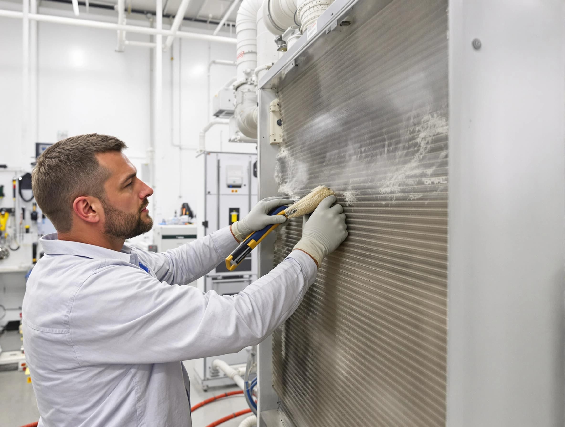 Garden Grove Air Duct Cleaning technician performing precision commercial coil cleaning at a Garden Grove business