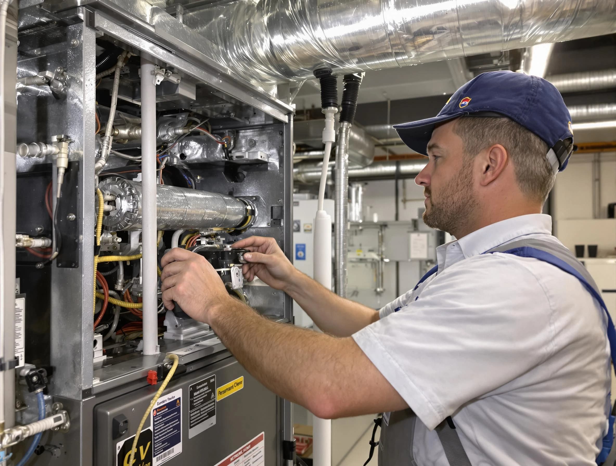 Garden Grove Air Duct Cleaning specialist performing thorough furnace duct cleaning to improve heating efficiency in Garden Grove